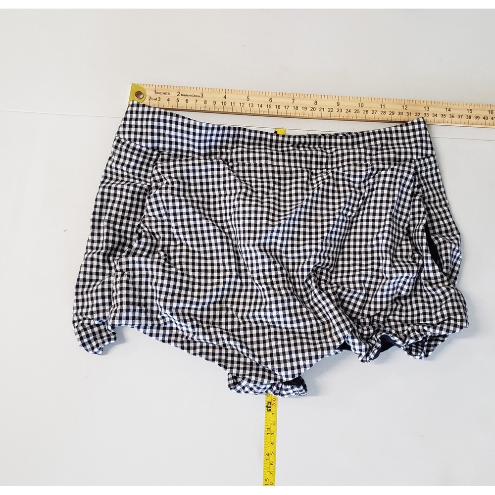 Aqua Gingham Bubble Shorts Womens Small Black White High Waist Retro Coquette - Picture 4 of 6